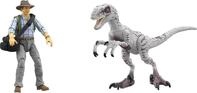 Mattel Jurassic World Jurassic Park III Hammond Collection Action Figure Set wiith Dr Alan Grant, Velociraptor Dinosaur & Raptor Egg Accessories