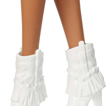 Barbie Fashionistas Doll #239 with Black Hair Wearing Sparkly Silver Fringe Dress with Western Accessories Like White Cowboy Hat and Boots