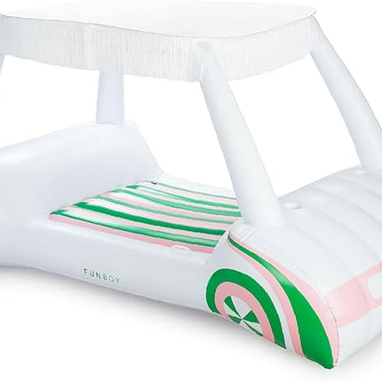 FUNBOY Giant Inflatable Luxury Golf Cart Pool Float, Two Cup Holders, Removable Fringe Shade, Float for Summer Pool Party and Entertainment
