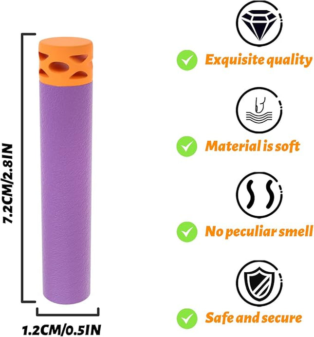 EKIND 100 Pcs Waffles Darts Refill Pack Foam Bullet Compatible for NERF N-Strike Series Blaster (Purple)