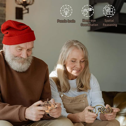 Fun Metal Brain Teaser Puzzle Games - Adults Mind 3D Toys -Teens IQ Insight Challenge - Educational Gift for Ages 12+ （3PCS）