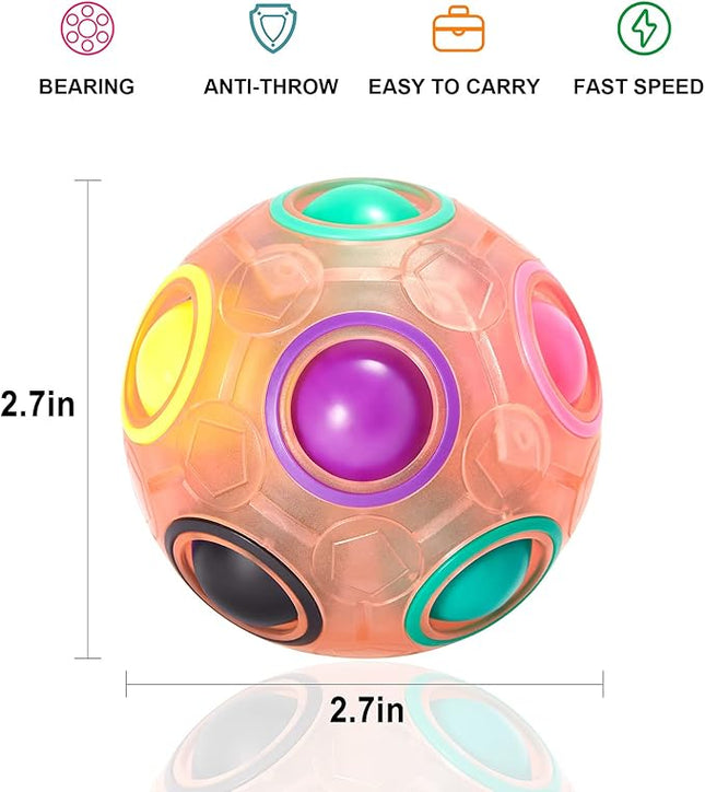 Vdealen Magic Rainbow Puzzle Ball, Fidget Ball Puzzle Brain Teaser Fidget Toy for Boys & Girls- Birthday Party Easter Valentines Christmas Stocking Stuffers for Kids Teen & Adults-2 Pack