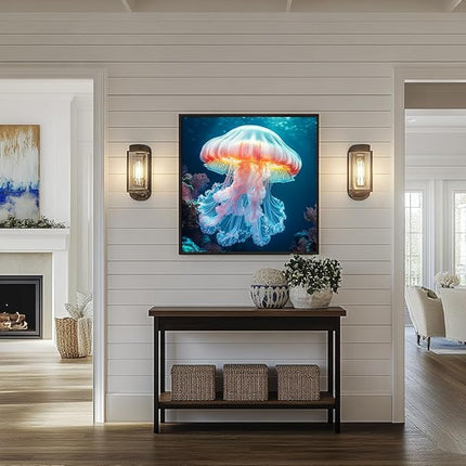 Bgraamiens 1000 Piece Jigsaw Puzzle for Adults - Deepsea Jellyfish - Vibrant Ocean Art Puzzle with Bioluminescent Glow Effect, Challenging Sea Creature Puzzle Gift