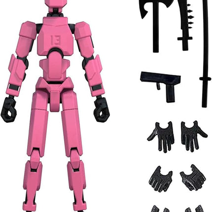 Titan 13 Action Figure, Action Figures, Titan 13 Action Figure 3D Printed Robot Multi-Jointed Movable, Desktop Decorations for Game Lovers（Pink）