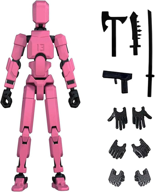 Titan 13 Action Figure, Action Figures, Titan 13 Action Figure 3D Printed Robot Multi-Jointed Movable, Desktop Decorations for Game Lovers（Pink）