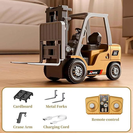 Microcrew Mini Rc Construction Series – Pocket Dump Truck, Excavator & Forklift Set, 1/64 Small 2.4ghz Remote Control Alloy Car Pocket Construction Vehicles Birthday Gifts for Boys and Girls