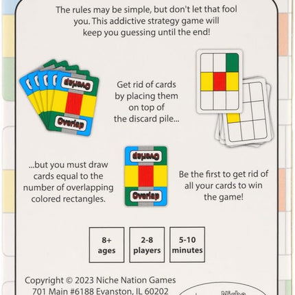 Overlap - Award-Winning Deceptively Simple Strategy Card Game for Adults and Families - 2 Player Game or Up to 8 Players - Easy to Learn - Mensa Recommended Brain Game