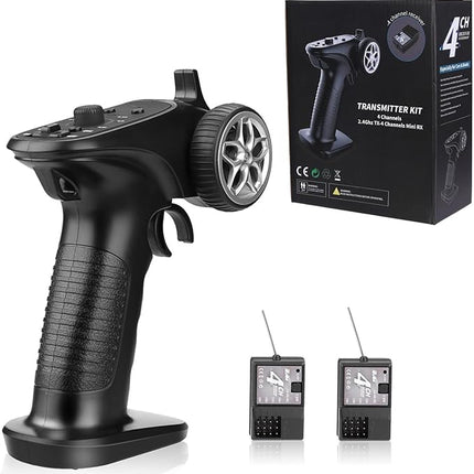 4H-TX 4CH 2.4GHz RC Radio System Transmitter with 4CH Controller Remote Control Receiver for RC Car, Boat, Tanks