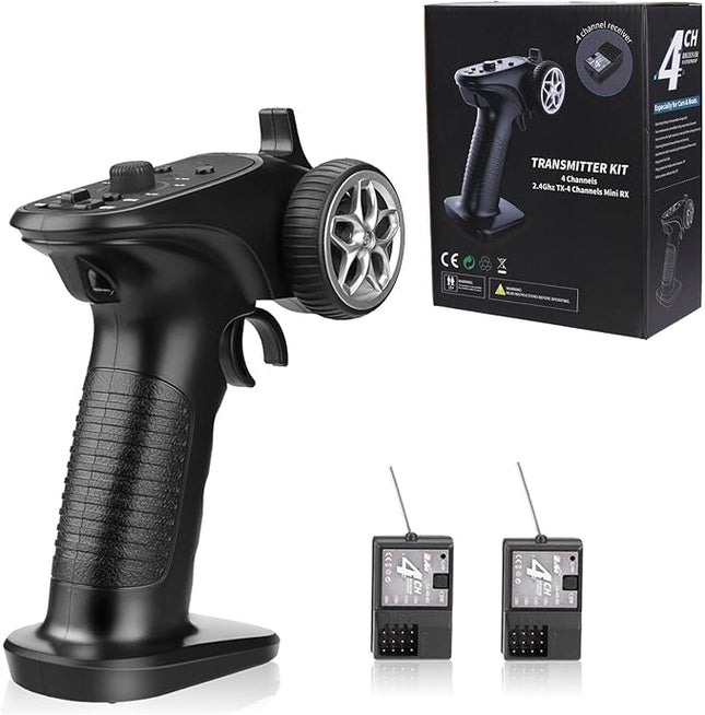 4H-TX 4CH 2.4GHz RC Radio System Transmitter with 4CH Controller Remote Control Receiver for RC Car, Boat, Tanks