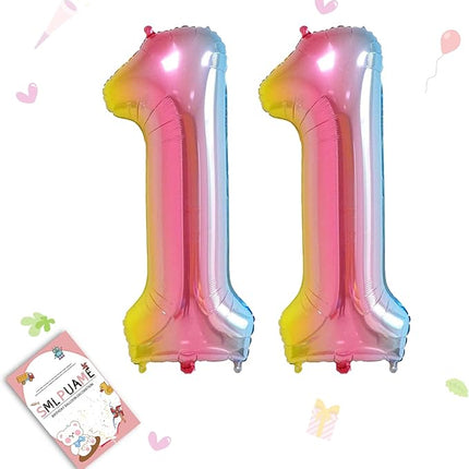 Smlpuame 40 Inch Number Balloons 0-9 Rainbow Gradient Large Number 11 Balloons, Digital Balloons for Birthday Party Celebration Decorations, Helium Foil Number Balloons for Wedding Anniversary