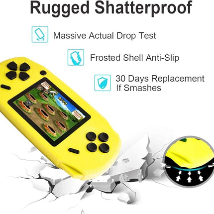 16 Bit Handheld Games for Kids Adults 3.0'' Large Screen Preloaded 100 HD Classic Retro Video Games USB Rechargeable Seniors Electronic Game Player Birthday Xmas Present (Yellow)