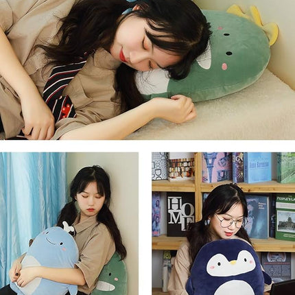 Soft Flat Dinosaur Plush Hugging Pillow Cute Green Dinosaur Stuffed Animal Dino Plushies Toys Kids Dino Anime Cushion for Birthday, Valentine's Day, Christmas...16.5 Inch