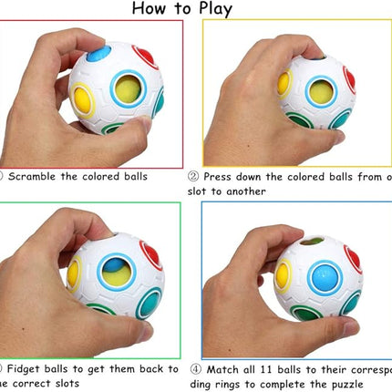 Moruska Rainbow Puzzle Ball Cube Color Shift Ball Puzzle Brain Teaser Fidget Toy Road Trip Activities for Kids and Adults Stocking Stuffers for Boys Girls