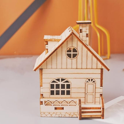 3D Wooden Puzzle Music Box Hand -Crank Cabin Music Box Teaser Science and Education Education DIY Kits 3D Puzzles for AdultsGirls (Cabin)