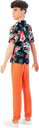 Barbie Fashionistas Ken Doll #184 with Brown Cropped Hair Wearing Hawaiian Shirt, Orange Pants & White Deck Shoes