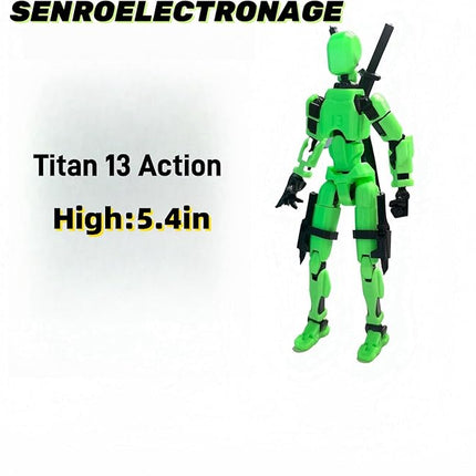 T13 Action Figure Assembly Completed, Upgraded 3D Printed T13 Action Figure, The Dummy 13 is Very Suitable for Office Desks and Birthday Cake Decorations (Green)