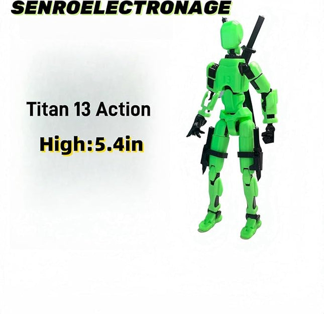 T13 Action Figure Assembly Completed, Upgraded 3D Printed T13 Action Figure, The Dummy 13 is Very Suitable for Office Desks and Birthday Cake Decorations (Green)