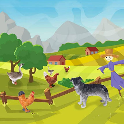 15 Pcs Mini Figures Toys Realistic Farm Animal Figurines, Plastic Learning Educational Playset Animal Themed Party Supplies Cake Topper Ornaments for Easter Egg Birthday Christmas