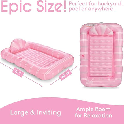 FUNBOY Tanning Pool Lounger Float, XL 72'' x 48'' Pool Float with Custom Pillow and Large Cup Holder, Perfect for Pool or Backyard.