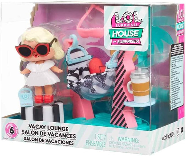 L.O.L. Surprise! OMG House of Surprises Vacay Lounge Playset Leading Baby Collectible Doll with 8 Surprises, Dollhouse Accessories, Holiday Toy, Great Gift Kids Ages 4 5 6+ Years Old & Collectors
