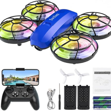 Drones for Kids with Camera,Rc Drone Indoor Small Helicopter,Birthday Gifts for Boys and Girls Beginners Friendly,Mini Quadcopter Toy With 2 Batteries,Propeller Protect,Altitude Hold