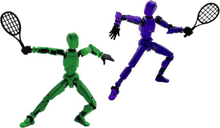 3D Printed 5.54-inch Multi-Jointed Action Figures Dummy13, Full Body Mechanical Movable Toy, Multiple Accessories, Hand Painted Figure, Desk Decoration, Creative Gifts (Sport-set4)
