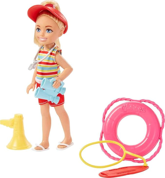 Barbie Playset, Chelsea Can Be Blonde Lifeguard Small Doll Set with Outfit & 6 Career Accessories