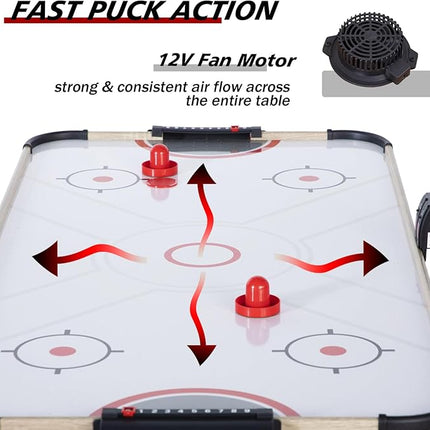 58" Air Hockey Table, Arcade Powered Air Hockey Game Table with Powerful Motor, Digital LED Scoreboard, Hockey Table Gaming Set Includes 2 Pucks & 2 Pushers for Home Game Room