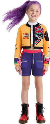 Girls Demon Pop Singer Hunters Costume 3-14 Years Stage Dance Idol Cosplay Outfit, Kids Halloween Costumes