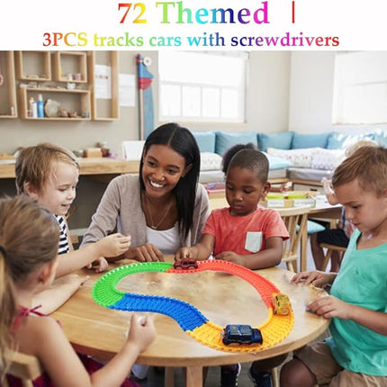 Tracks Cars Replacement with LED Light Glow Car Toys, Glow in The Dark, Race Cars Track Compatible with Car Tracks Toys for Kids for Boy Girl Age 3-12 Years Old(3PCS)
