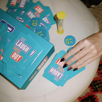 You Laugh You're Out A Party Game with Hilarious Charades Family Card Games for Adults & Kids, Halloween, 125 Prompt Cards Fun Card Games for Family Game Nights, Gatherings, & Parties Ages 14+