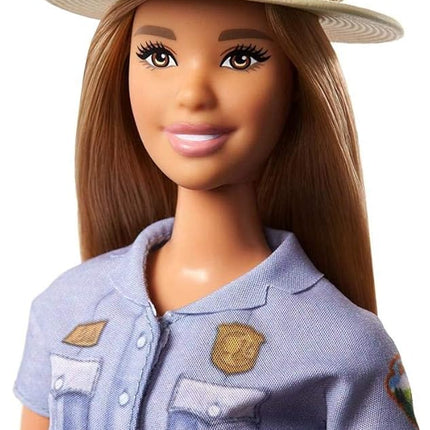 Barbie 12-in Blonde Curvy Park Ranger Doll with Ranger Outfit Including Denim Shirt, Green Khaki Shorts, Brown Belt, Brown Boots & Straw Hat; for Ages 3 Years Old & Up