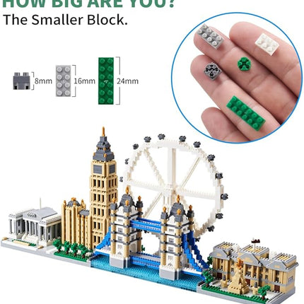 Architecture Series Mini Bricks for Adults and Teens, London Skyline Collection 3430 PCS,Micro Mini Blocks Set Model Kit,Landmark Model