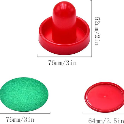 2 Red Air Hockey Pushers and 2 Red Pucks, Mini Air Hockey Pushers and Air Hockey Pucks Great Goal Handles Pushers Goal Handles Paddles Replacement Accessories (76mm)