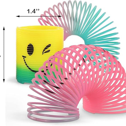 24 Pack Spring Rainbow Magic Fidget Stress Coil Mini Springs Bulk Toys for Party Favor Carnival Prize Birthday Goodie Bag Stuffers for Kids Boys Girls… (24)