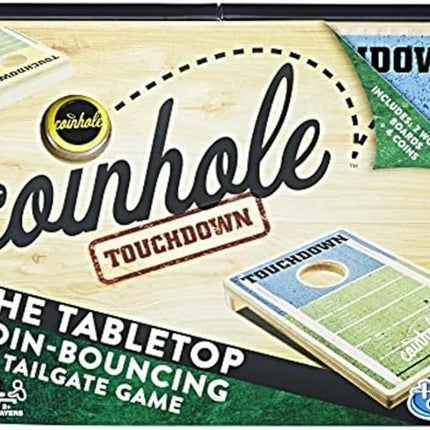 Coinhole Hasbro Tabletop Coin Bouncing Game | Desktop Cornhole Game Set | 2+ Players All Ages (Touchdown Game Set)