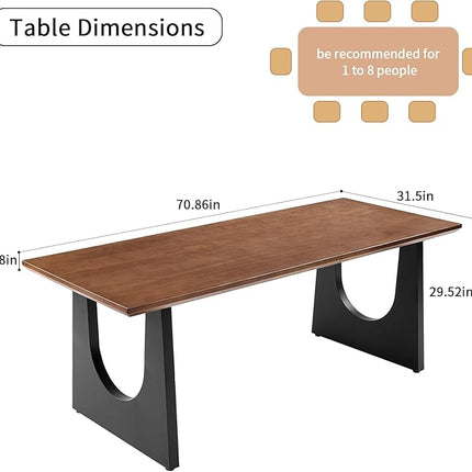 Wooden Executive Office Desk Computer Table Multi-Sized High Cost Performance Stylish Design Metal Legs Versatile Use for Office or Dining Casual Table (Walnut Color, 70.87in)