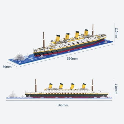 Architecture RMS Titanic Cruise Ship Model Construction Set, 1880 PCS, Building Blocks, Micro Blocks, Mini Bricks for Adults and Teens