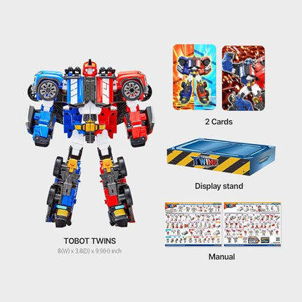New TOBOT, TOBOT Twins, Youngtoys Transforming Collectible Vehicle to Robot, Heroes Animation Character Toys for Kids 4 and up Transform Toys Cars, Large Size Integration 10-inch