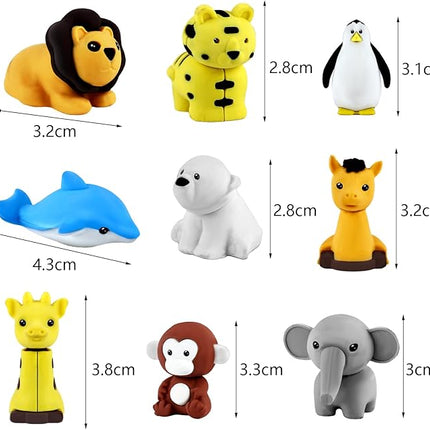 111Pcs Animal Erasers Desk Pets for Kids Animal Pencil Erasers Bulk Puzzle Eraser Toys Gifts for Classroom Prizes,Game Reward,Treasure Box,Easter Egg Fillers,Goodie Bag Stuffer,Party Favors