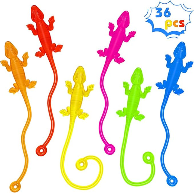 Sticky Hands Bulk 36PCS Kids Party Favors Lizard Shape Stretchy Sticky Hand Fidget Toys Kids Goodie Bag Stuffers Treasure Box Toys for Classroom Prizes Birthday Party Supplies Easter Egg Fillers
