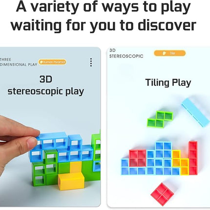 48 Pcs Tetra Tower Balance Stacking Blocks Game, Board Games for 2 Players+ Family Games, Parties, Travel, Kids & Adults Team Building Blocks Toy