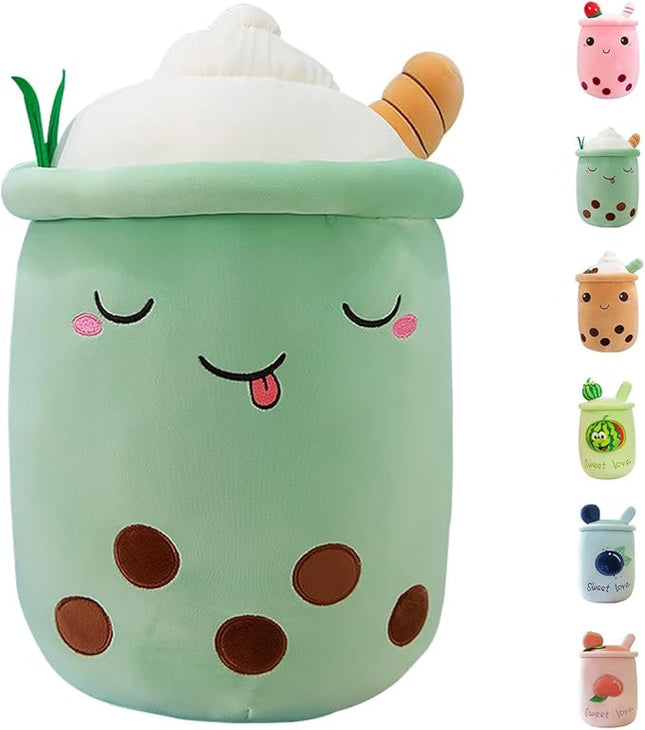 MDXMY Plush Stuffed Bubble Tea Plush Pillow Soft Cute Pearl Milk Tea Hug Toy(Green Cream, 19.6 inches)