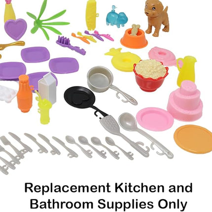 Replacement Parts for Barbie Doll Dreamhouse Doll House Playset HMX10 - Replacement Kitchen and Bathroom Supplies