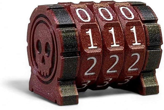 Life Counter Health Tracker for Board Games, TTRPGs, and Card Games with Skull Symbol, Compatible with MTG, 3 Red Wheels with White Numbers