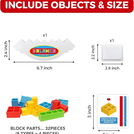 FAVANTIME 32pcs Stacking Game Tetra Balance Tower Stacking Blocks Board Games for 1-4 Players Family Games for Kids, Adults, Party, Travel Team Building Blocks Toys