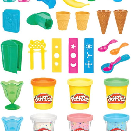 Play Doh Kitchen Creations Ice Cream Party Set with 22 Tools & 6 Colors, 2-Ounce Cans, Back to School Classroom Supplies, Preschool Toys, Ages +3 (Amazon Exclusive)