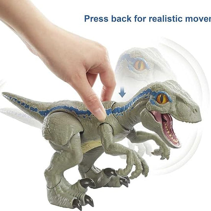 Mattel Jurassic World Primal Pal Blue with Spring-activated Action, Sound Effects Plus Neck, Shoulder, Tail and Feet Articulation for Added Play Movement