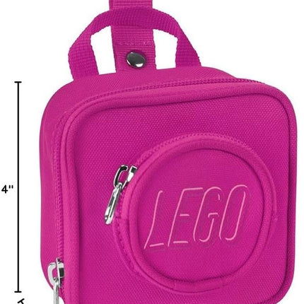 LEGO Kids Brick Mini Backpack Accessory Pouch with Novelty Backstraps, Snaps to Belt or Full-Size Backpack, Holds Small Items like Keys & Headphones, Red