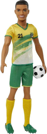 Barbie Careers Ken Fashion Doll & Accessory, Soccer Player with Short Cropped Hair, #21 Uniform, Tall Socks, Cleats & Ball